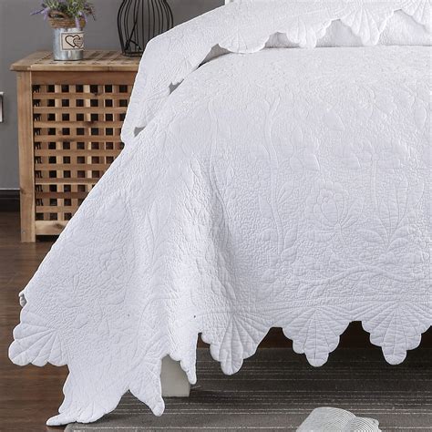 Brandream White Quilts Set Queen Size Bedspreads Farmhouse Bedding