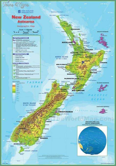 Physical Map Of New Zealand
