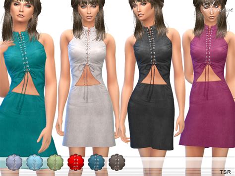 Lace Up Cut Out Front Mini Dress By Ekinege At Tsr Sims 4 Updates