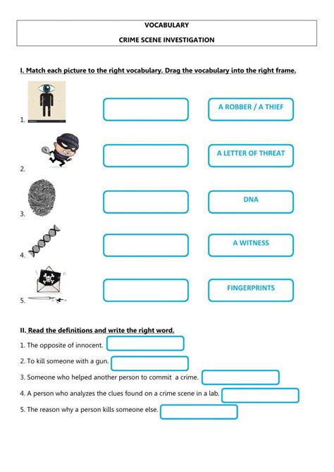 Crime Scene Investigation Vocabulary Worksheet Live Worksheets