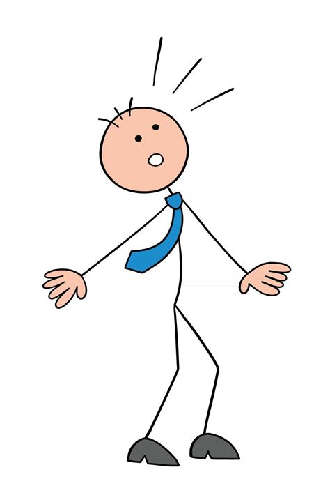 Stickman Businessman Character Looking Up And Surprised Vector Cartoon