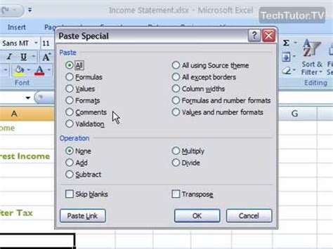 Use Paste Special In Excel Youtube