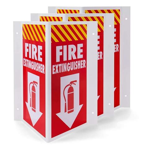 3d Fire Extinguisher Sign 3 Pack Plastic Pre Drilled Safety Angle