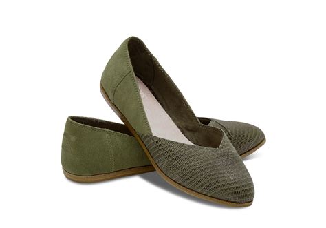 Lyst Toms Tarmac Olive Suede Emboss Womens Jutti Flats In Green