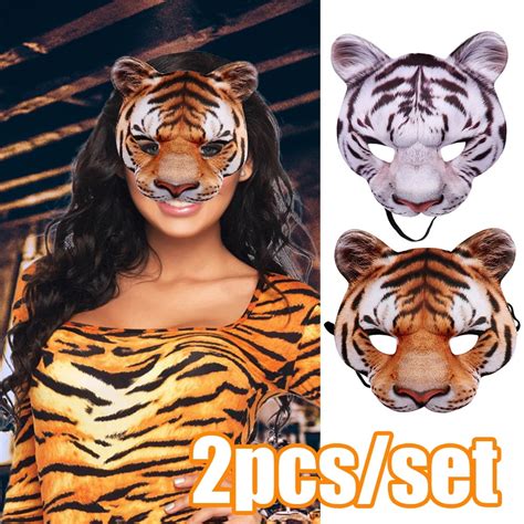 Travelwant 2Packs Halloween Mask Tiger Mask Half Face Masks Cosplay