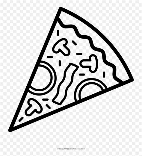 A new york style of pizza is a thin crust pizza layered with tomato, toppings, and mozzarella cheese. Pizza Coloring Page - Black And White Pizza Slice Clipart ...