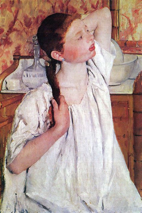 Girl Arranging Her Hair Painting By Mary Cassatt Pixels