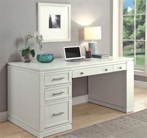 Catalina 2 Piece 60 Inch Writing Desk In Cottage White Finish By Parker