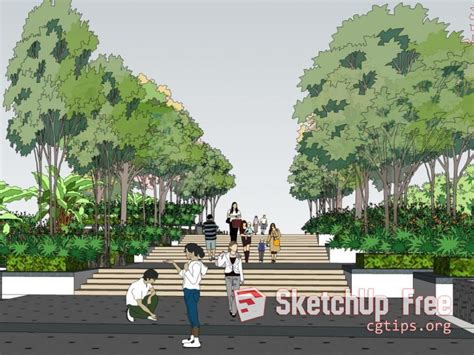 1163 Exterior Landscape Scene Sketchup Model Free Download