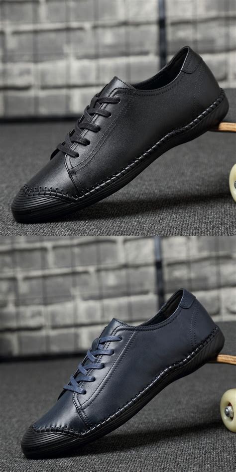 Prelesty Vintage Genuine Leather Men Dress Shoes Formal Brogues Handmade Cap Toe Protection