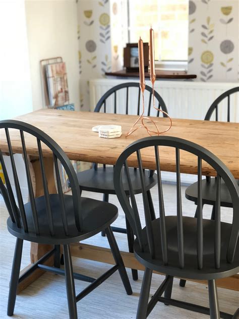 Just make sure you have the right chair rail height: Chairs painted in Farrow & Ball Railings (With images ...