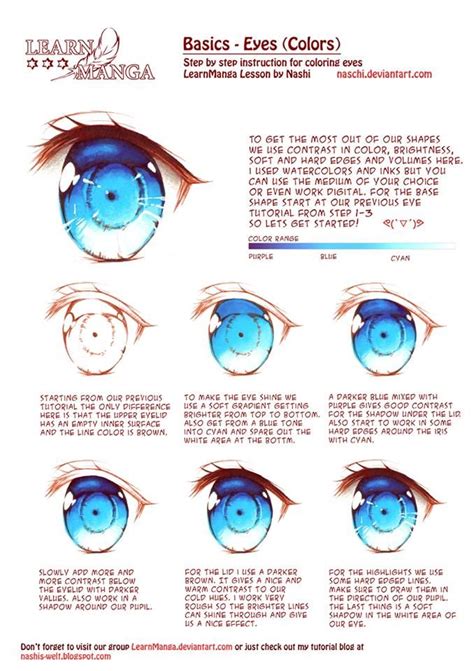 Aspiring manga artists can learn by trying to replicate particular comics or cartoons that inspire them. Learn Manga - Basics- Eyes (Colours) | Anime eyes, Manga ...