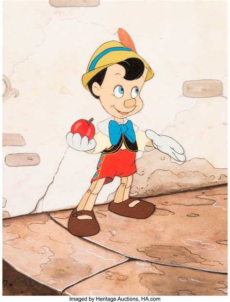 Pinocchio Production Cel And Painted Background Walt Disney Lot