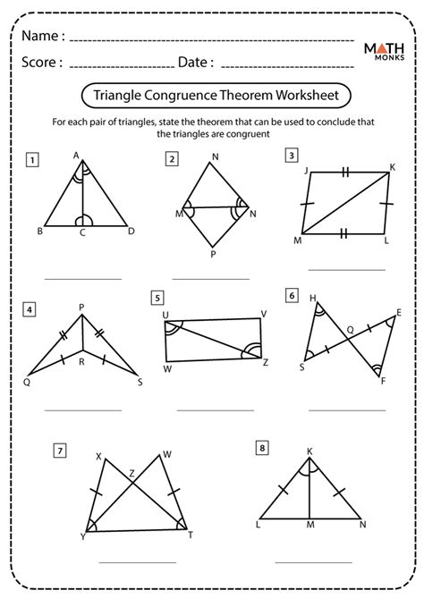 Triangle Congruence Worksheet With Answer Key