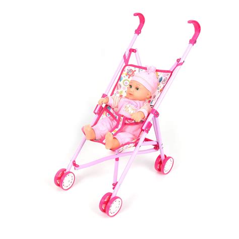 Wonderplay Kids Doll Stroller With Doll Pink