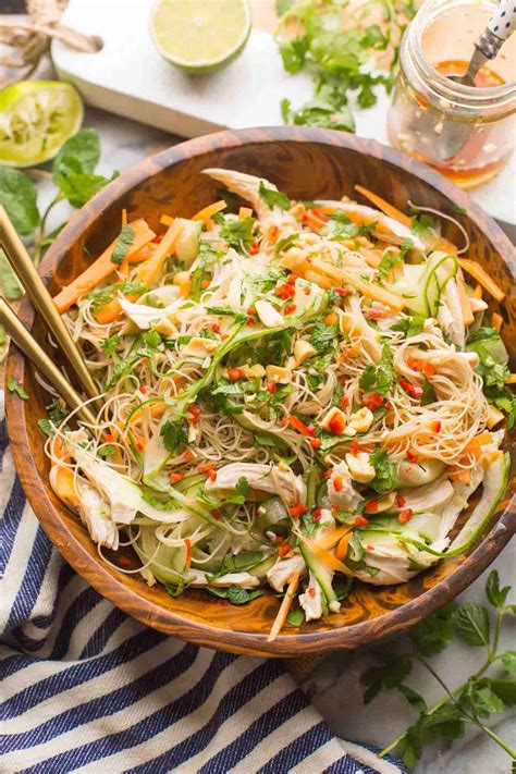Vietnamese Chicken And Rice Noodle Salad A Saucy Kitchen