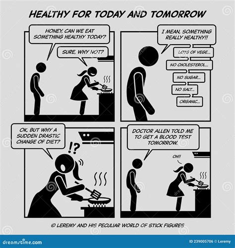 Funny Comic Strip Healthy For Today And Tomorrow Stock Vector