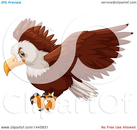 Clipart Of A Cartoon American Bald Eagle Flying Royalty