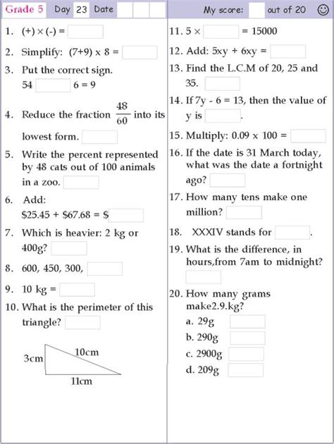 mental math grade 5 day 23 math methods math pages mental maths