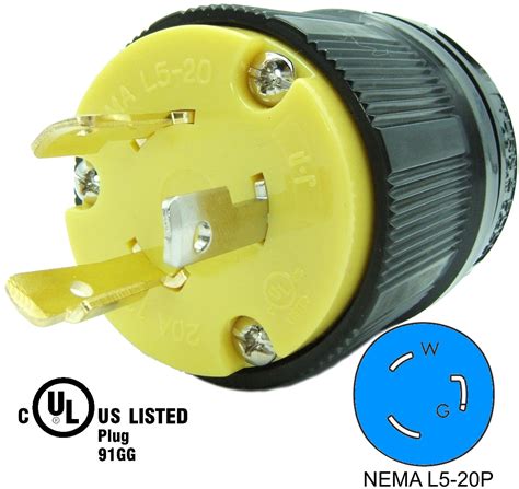 Nema L5 20p 20a 125v Locking Receptacle Plug Industrial Grade 3 Prong