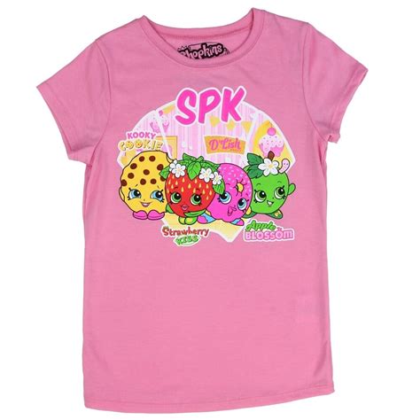 Shopkins Pink Girls Shirt With Kooky Cookie Dlish Apple Blossom And