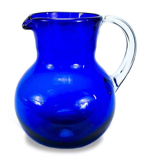 Mexart Hand Blown Cobalt Blue And Clear Handle Decorative Recycled