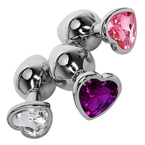 1 Pc Heart Shaped Crystal Jewelry Stainless Steel Sex Anal Plug G Spot