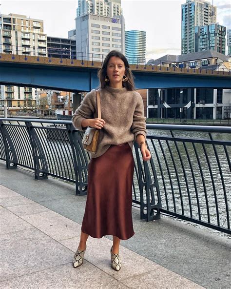 Undefined Fashion Satin Skirt Outfit Fall Winter Outfits