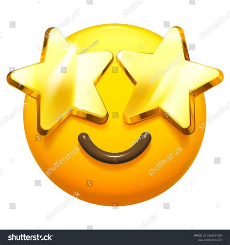 Starry Eyed Emoji Golden Stars Eyes Stock Vector (Royalty Free
