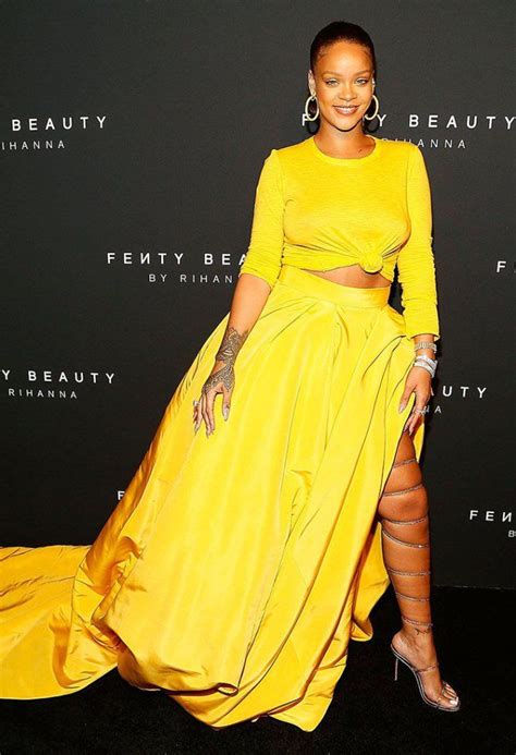 Rihanna In Yellow At Fenty Beauty Launch Haus Of Rihanna Rihanna