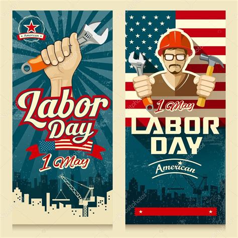 Happy Labor Day American Banner Collections — Stock Vector © Sarunyu