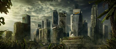 Overgrown City Apocalypse World Post Apocalyptic City Fantasy Landscape