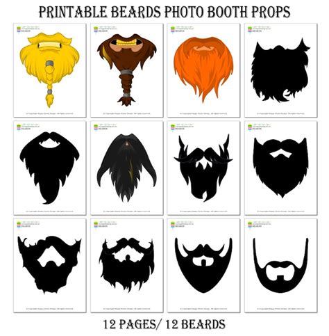 Printable Beard Photo Booth Props Printable Beards Props Beard Etsy
