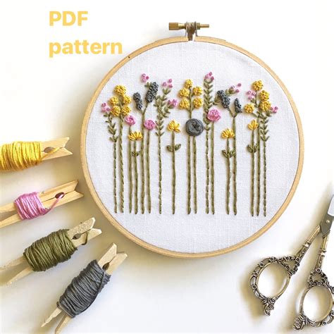 Hand Embroidery Pattern - Original Wildflowers Digital Download - And ...