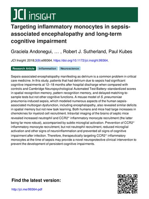 Pdf Targeting Inflammatory Monocytes In Sepsis Associated