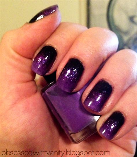 Obsessed with vanity: How do you Ombre Nails? Pictured here are a set of black nails with pink and purple glitter.