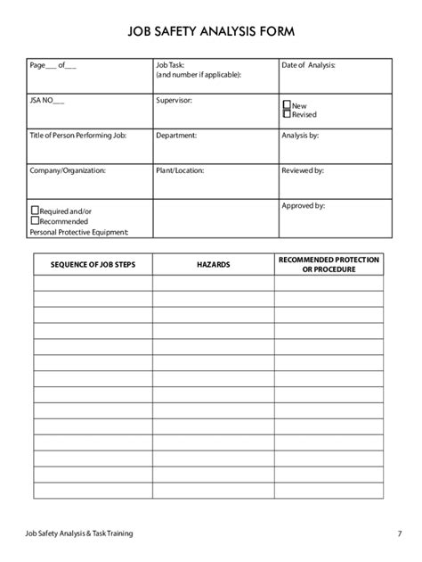 Job Safety Analysis Template Fill Online Printable Fillable Blank