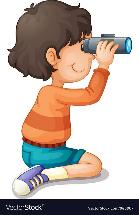 Boy Using Binoculars Royalty Free Vector Image