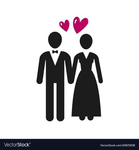 Wedding Marriage Logo Or Label Newlyweds Bride And Groom Icon