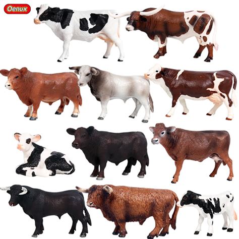Oenux Original Farm Animals Model Simulation Cattle Cow Calf Bull Ox