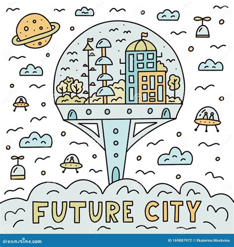 Future City Doodle Stock Vector Illustration Of City 169887972