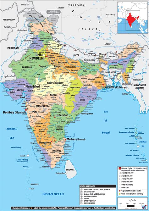 India Political Map Graphic Education
