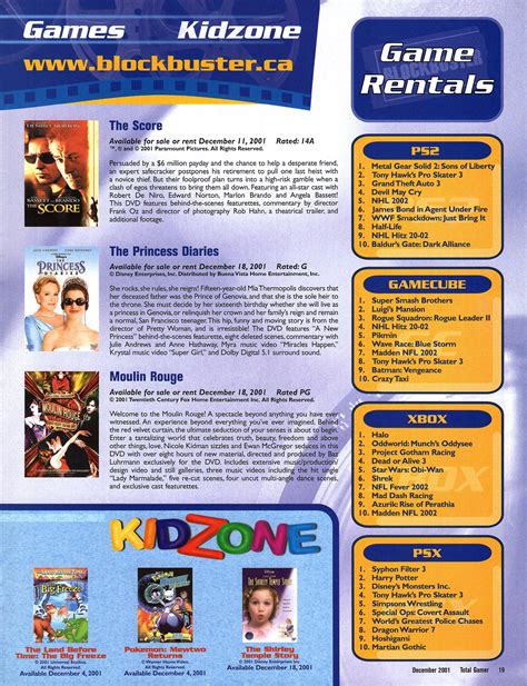 Blockbuster Dvd And Game Rentals Canada December 2001 02