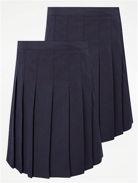 girls navy permanent pleats school skirt 2 pack school george at asda