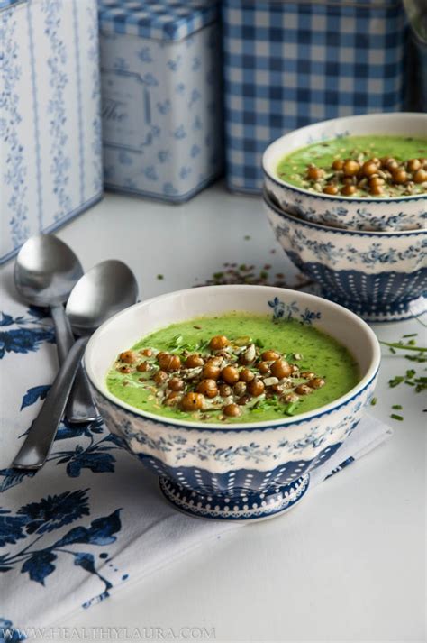 Vegan Broccoli Spinach Soup With Chickpeas Healthylaura