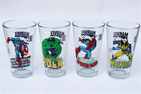 Super Heroes Glasses Set Of 4 Super Heroes Collectible Glass Marvel