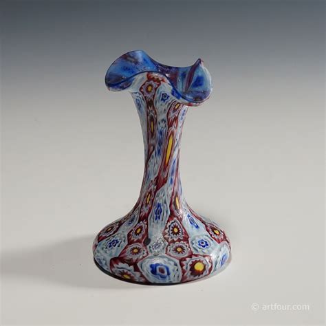 Vetreria Fratelli Toso Millefiori Glass Vase Murano Early 20th Century
