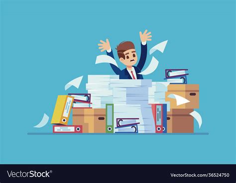 Unorganized Office Work Accounting Paper Vector Image