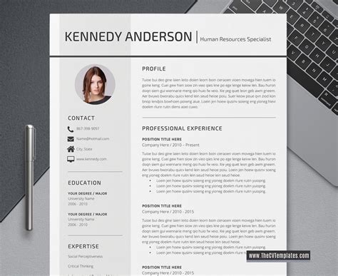 Modern Cv Template For Ms Word Curriculum Vitae Professional Resume