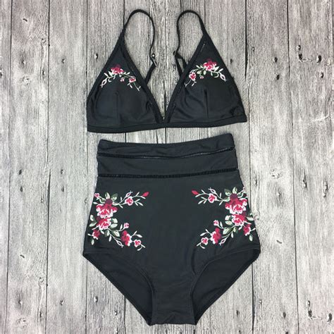 Sexy Flower Print High Waist Beach Bikini Set Swimsuit Swimwear Whaonck